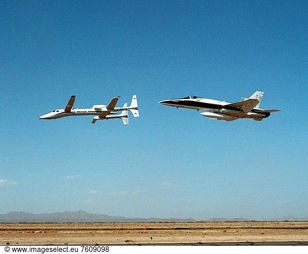 Scaled Composites Proteus Aircraft And An F A Hornet From Nasas