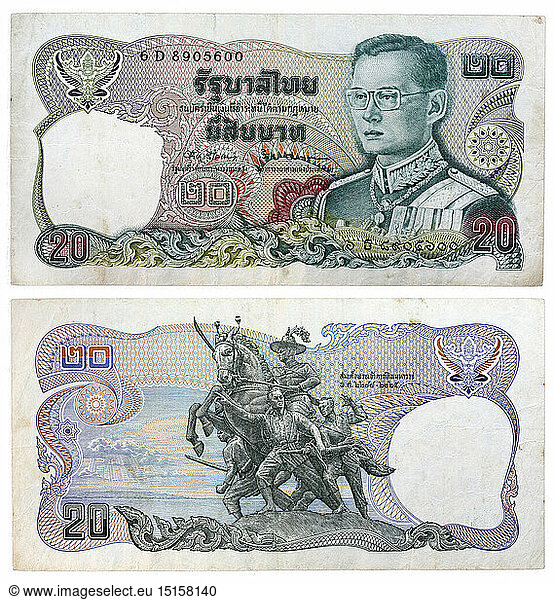 Baht Banknote Baht Banknote King Rama Ix And King Taksin S Statue At Chantaburi Thailand