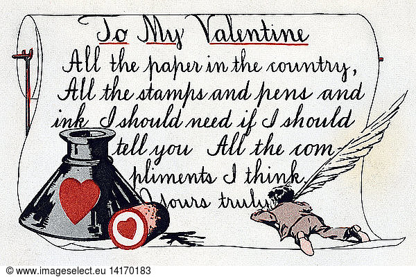 '''To My Valentine'',  Valentine Card,  1919'