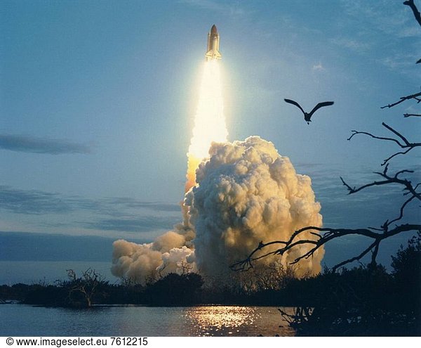 01/09/1990 __ At 7:35 a.m. EST on January 9  the Space Shuttle Columbia roars aloft from KSC´s Pad 39_A into the Florida skies. During the ten_day STS_32 mission  the five_member crew is scheduled to deploy the SYNCOM IV_5 military communications satellite and retrieve the Long Duration Exposure Facility. STS_32 marks the 33rd Shuttle mission since flight operations began in 1981. Crew members are: Commander Daniel C. Brandenstein  Pilot James D. Wetherbee  and Mission Specialists Marsha S. Ivins  G. David Low  and Bonnie J. Dunbar