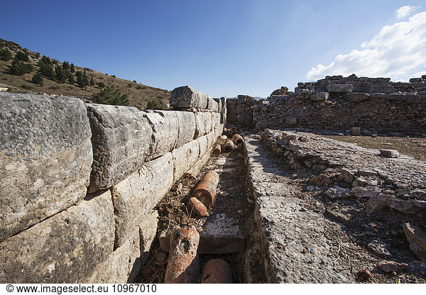 'Baked clay pipes; Ephesus  Izmir Turkey'