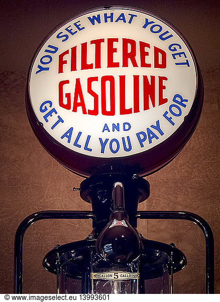1935 Bennett 150 Gas Pump and Advertising Sign