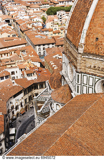 über  Ansicht  Kirchturm  Kathedrale  Florenz  Italien