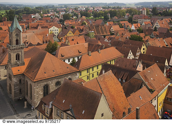 Überblick über die Dächer der mittelalterlichen Stadt,  Dinkelsbühl,  Franken,  Bayern,  Deutschland,  Europa