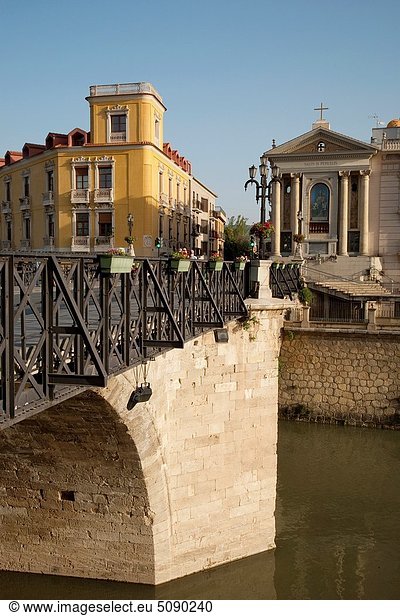 überqueren  Brücke  Fluss  Kirche  Murcia  alt  Spanien