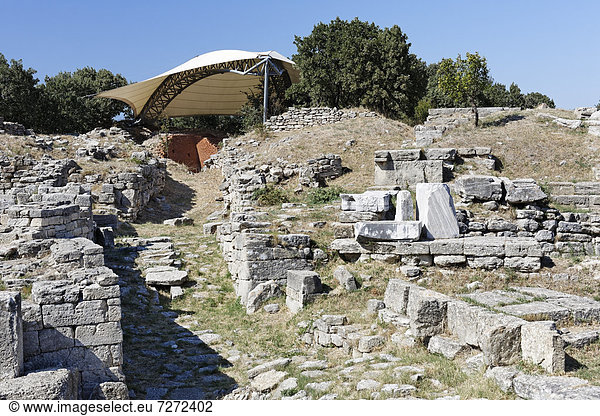 Überreste der Burgmauer von Troja,  Troia,  Truva,  Canakkale,  Marmara,  Westtürkei,  Türkei,  Asien