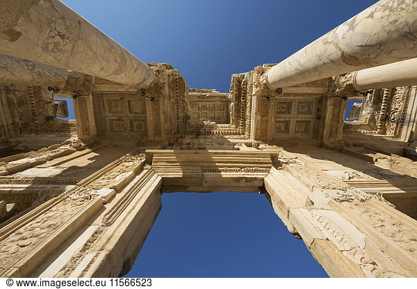 'Ceiling of the facade of Library of Celsus; Ephesus  Izmir  Turkey'