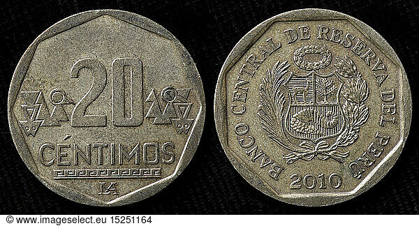 20 centimos coin  Peru  2010