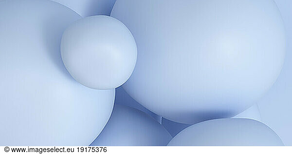 3D background of smooth pastel blue bubbles