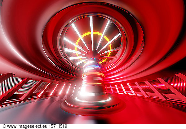 3D-gerenderte Illustration eines hell glühenden Sci-Fi-Reaktors
