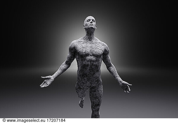 3D-Illustration einer Figur aus Beton