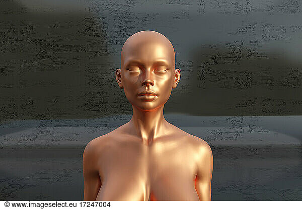 3D illustration of female made of copper