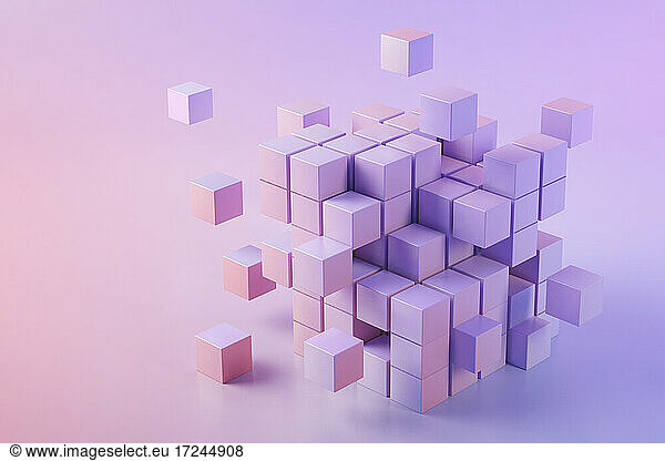 3D illustration of pink cubes