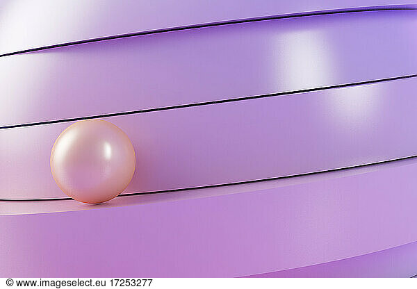 3D illustration of sphere against pink lines