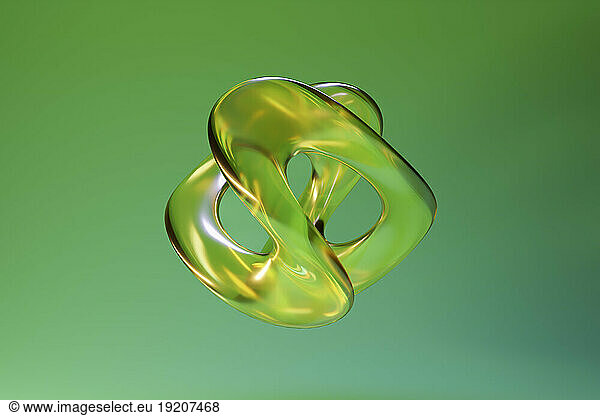 3D render of green crystal floating against green background