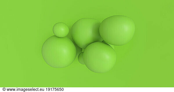 3D render of green smooth bubbles