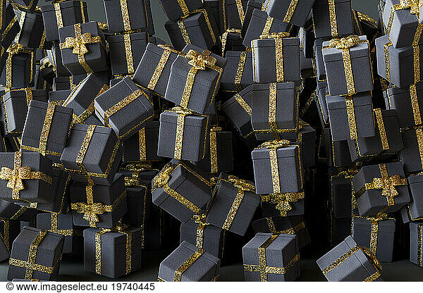 3D render of heap of gray colored Christmas presents