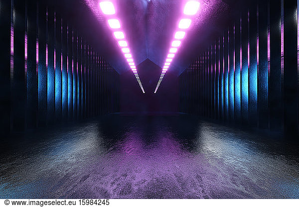 3D rendered Illustration  dark industrial science fiction interior