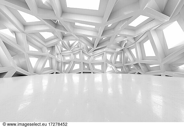 3D rendered illustration of empty large white room