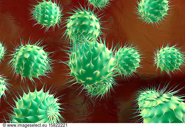 3D Rendered Illustration  visualisation of generic germs or bacteria