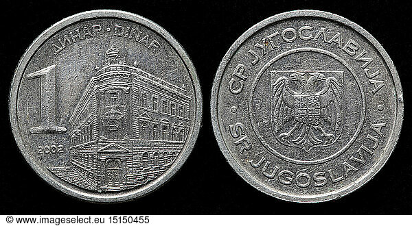 1 Dinar coin  Yugoslavia  2002