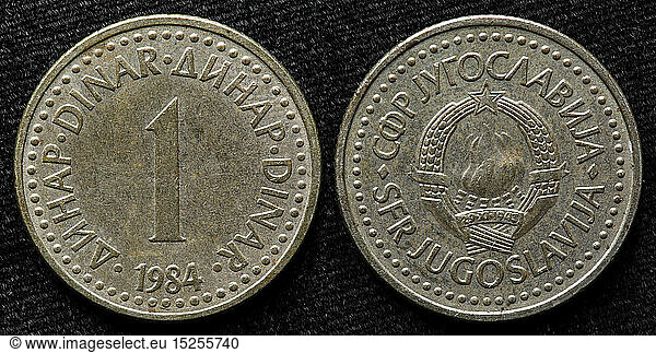 1 Dinar coin  Yugoslavia  1984