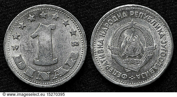 1 Dinar coin  Yugoslavia  1953