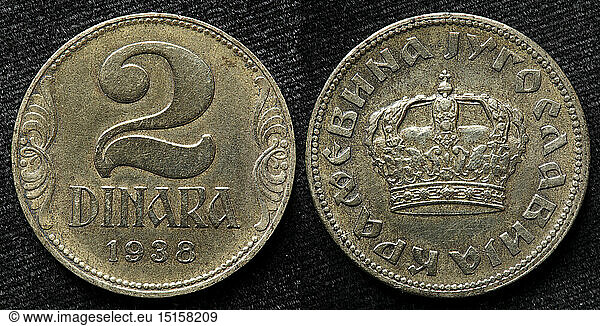 2 Dinara coin  Kingdom of Yugoslavia  1938