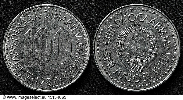 100 Dinara coin  Yugoslavia  1987