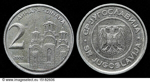 2 Dinara coin  Yugoslavia  2002