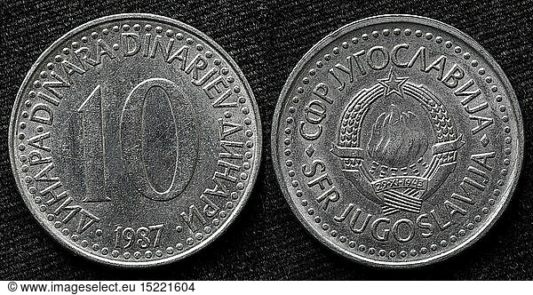 10 Dinara coin  Yugoslavia  1987