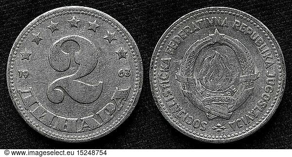 2 Dinara coin  Yugoslavia  1963