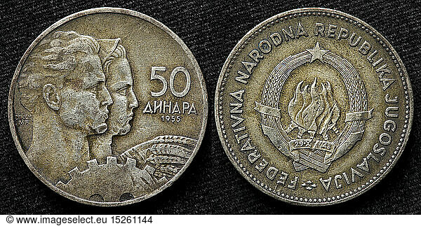 50 Dinara coin  Yugoslavia  1955