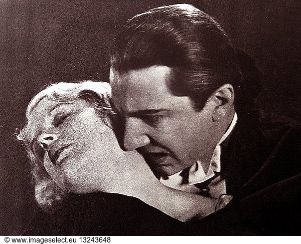 'Dracula'',  1931,  Bela Lugosi as the vampire is not a figure in masquerade but a friend who actually sucks the blood of humans,  in this case Helen Chandler.