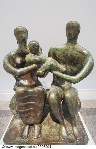 'England  Europe  London  Tate Britain  Sculpture titled ''Family Group'' by Henry Moore'