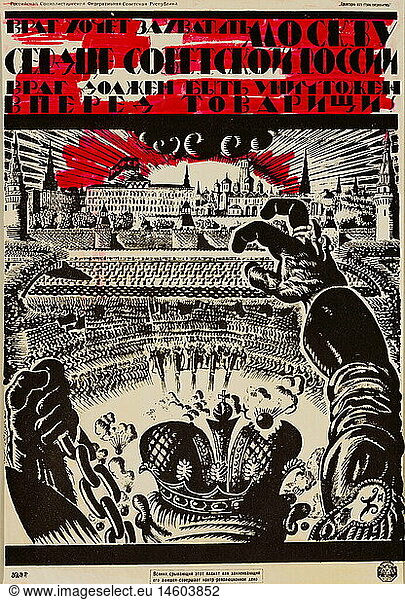 ÃœF Geo. hist.  Russland  Politik  Plakat  Aufruf zur Verteidigung Moskaus  1919