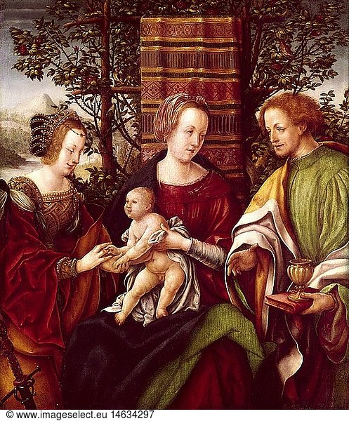 ÃœF  Kunst  Burgkmair  Hans der Ã„ltere (1473 - 1531)  GemÃ¤lde  'Verlobung der Heiligen Katharina'  1520  Landesgalerie Hannover  Deutschland