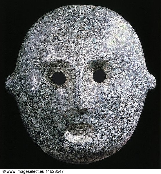 ÃœF  Kunst  Epochen  Mesoamerika  Colima  Skulptur  Maske  grÃ¼ner Stein  Mexiko  2. Jahrhundert v. Chr.  Privatsammlung