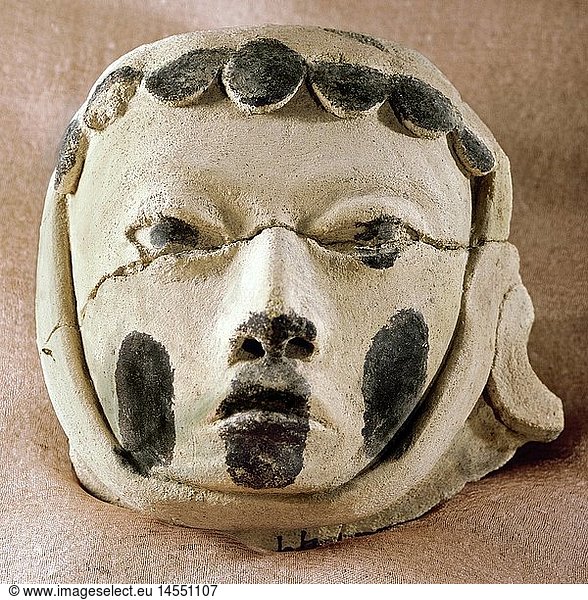 ÃœF  Kunst  Epochen  Mesoamerika  Skulptur  Kopf eines jungen Mann  Terrakotta  Klassik  Mexiko  200 v.Chr. - 900 n. Chr.  Sammlung A. von Wuthanau