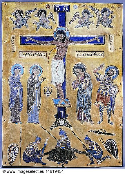 ÃœF  Kunst  Epochen  Mittelalter  Byzantinisch  Malerei  Kreuzigung Christi  Goldene Tafel  Mitte 12. Jahrhundert  Residenz  MÃ¼nchen