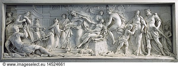 ÃœF Kunst  Leoni  Antonio  (nachweisbar 1704 - 1716)  Relief  'Opfer der Iphigenie'  um 1705  Elfenbein  47 cm x 16 cm  Bayerisches Nationalmuseum  MÃ¼nchen