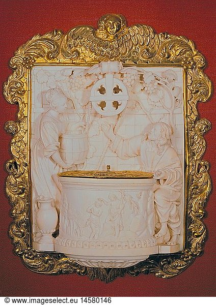 ÃœF  Kunst  Sakralkunst  KabinettstÃ¼ck  'Christus am Brunnen'  Italien  um 1600  Elfenbein  Bayerisches Nationalmuseum MÃ¼nchen