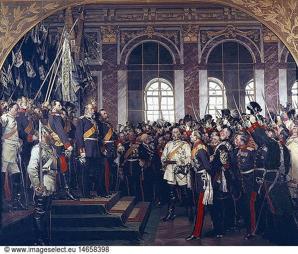 ÃœF  Kunst  Werner  Anton von (1843 - 1915)  GemÃ¤lde 'Die Proklamation des Deutschen Kaiserreiches' am 18.1.1871  Ende 19. Jahrhundert