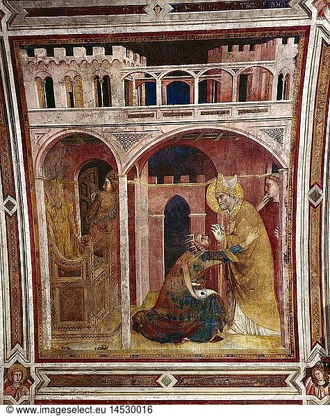 ÃœF  Martin von Tours  um 316 - 8.11.397  Heiliger  Ganzfigur  Fresco von Simone Martini  um 1321  Unterkirche  Martinskapelle  Basilika San Francesco  Assisi  Italien