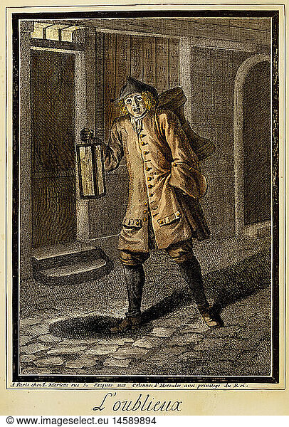 ÃœF  SG hist.  Handel  StraÃŸenhÃ¤ndler  WaffelverkÃ¤ufer  colorierter Kupferstich von Jean Mariette  Paris  um 1680