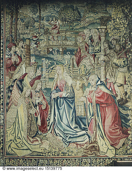 ÃœF  SG hist.  Religion  Christentum  Jesus Christus  Geburt  Anbetung der Hirten  Tapisserie  BrÃ¼ssel  1505