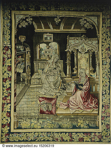 ÃœF  SG hist.  Religion  Christentum  Madonna  Maria mit Kind und Mutter Anna  Tapisserie  BrÃ¼ssel  1520