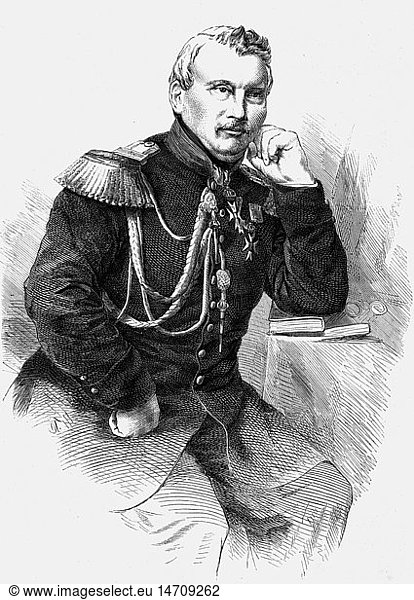 ÃœF  Swieten  Jan van  28.5.1807 - 9.9.1888  niederl. Offizier  Politiker  Halbfigur  Xylografie  19. Jh.