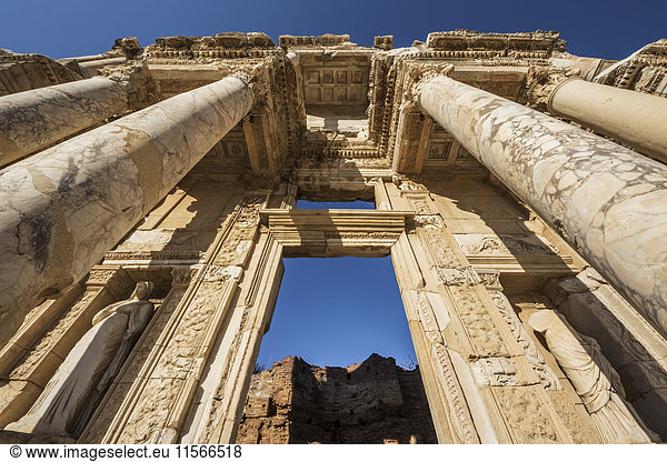 'Facade of Library of Celsus; Ephesus  Izmir  Turkey'