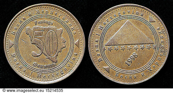 50 Feninga coin  Bosnia and Herzegovina  1998